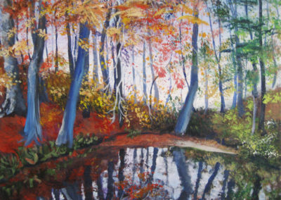 fall pond landscape painting