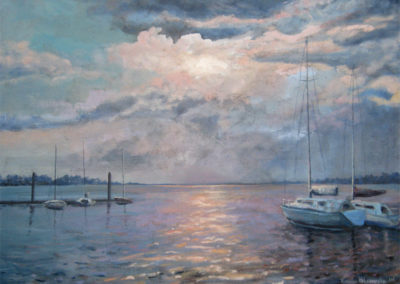 alexandria boats water painting