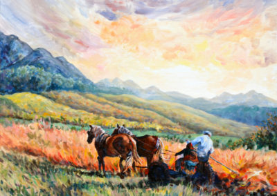 horses rural landscape painting