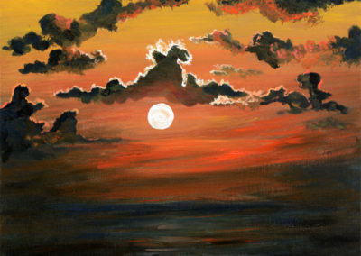 sunset over the sea seascape painting